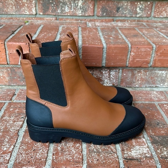 Antonio Melani Dalton Gore Detailed Weather Resistant Leather Lug Sole Boots 10 - Picture 1 of 8